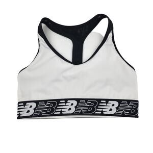 New Balance Black White T-Back Medium Support Athletic Sports Bra Size Medium